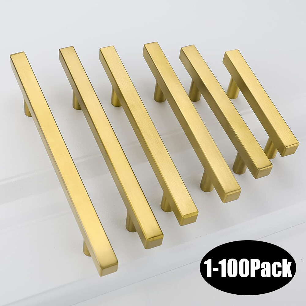 2″-10″ Stainless Steel Gold Kitchen Square Cabinet Handles Drawer Pull Hardwares