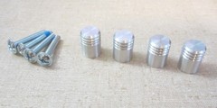 4 Vintage Brushed Metal Cylinder Drawer Knobs Aluminum 5/8″ Tall x 12mm Diameter