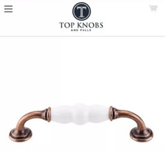 Top Knobs 6” 152mm D Drawer Pull Brushed Copper & White Porcelain TKM87
