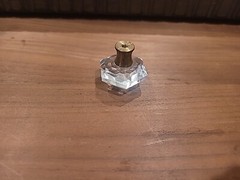 Hexagon Crystal Glass Cabinet Knob W/ Polished Chrome Base-PERIOD BRASS P31-CA3