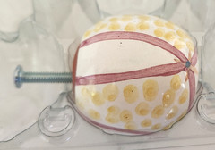 Vintage MACKENZIE-CHILDS (1) Handmade Rose Striped Dotted Drawer Knob Pull