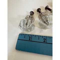 Vintage Clear Glass Hexagon Drawer Pulls Set of 5 Antique Cabinet Knobs 1 Inch