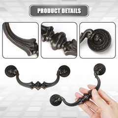5.5 5 1/2 -Inch Drawer Pulls, 2 Pack 140mm Hole Centers Vintage Style Large D…