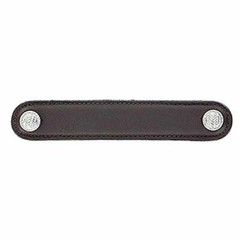 Vicenza Designs K1164 Cestino Leather Pull 5-Inch Brown Polished Nickel