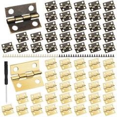 60 Small Antique Brass Mini Hinges & Screws for Dollhouse & Jewelry Box DIY