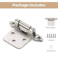 30 Pack 15 Pair Brushed Nickel Cabinet Hinges 1/2″ Overlay Kitchen Cabinets