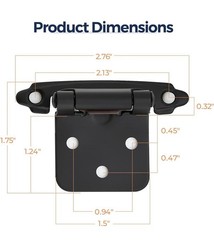 50 Pack (25 Pairs) Matte Black Cabinet Hinges Kitchen Doors, Self-Closing 1/2”