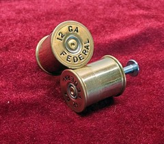 Pair of Dresser Drawer Pulls or Cabinet Knobs made with 12 Gauge Shotgun Shell