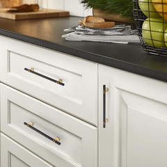 30 Pack 8″ Black & Gold Cabinet Handles | Modern Zinc-Alloy Drawer Pulls, Screws