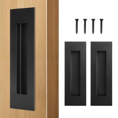 4 Pack 5.9in Stainless Steel Pocket Door Pulls, Black Recessed Handle