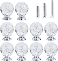 10 PCS Crystal Cabinet Knobs round Glass Bubbles Knobs Smooth Drawer Pulls