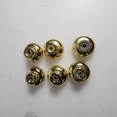 Lot of 6 Vintage Large Solid Brass Door Drawer Cabinet Round Knob Pulls 1″