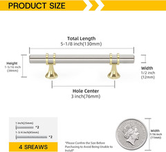 10 Pack Brushed Nickel Cabinet Pulls Kitchen Cabinet Handles, 3Inch Cabinet Pull