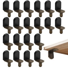 30 Pcs Shelf Support Pins, 1/4 Inch L-Shaped Cabinet Shelf Pegs with Rubber S