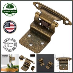 10 Pack of 3/8 Inch Inset Cabinet Hinges with Decorative Antique Brass Finish