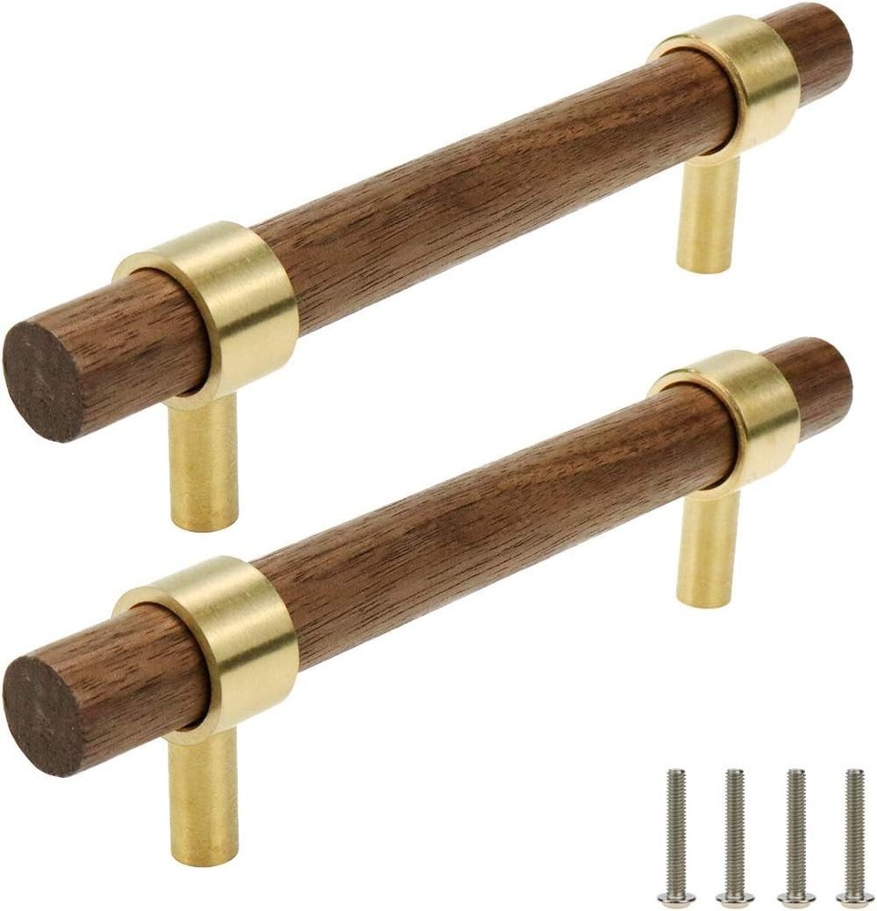 Drawer 5.51″/140mm Pulls Brass Walnut Kitchen Wardrobe Cabinet Hardware Pull …