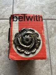 VTG Belwith Antique Brass Ornate Knob Backplate Box Of 25 Drawer Cabinet Pull