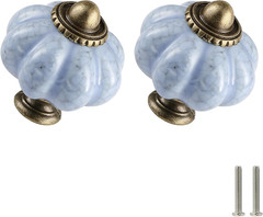 Blue Crackle Pumpkin Knobs 6 Pack Ceramic Cabinet Knobs Vintage Drawer Pulls – A