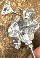 4 VINTAGE Clear Glass Cabinet Knob furniture HARDWARE pull Silver w/Screw 1.75″