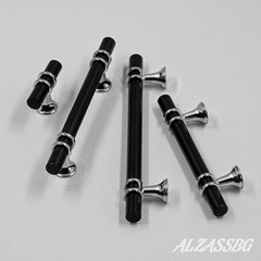 Alzassbg Matte Black And Silver Bar Cabinet Knobs 10 Pack, AL6097CPMB