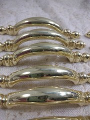 15 Vintage Amerock Charter Bright Brass 3″ Ctr. Cabinet Arch Pull Drawer Handle
