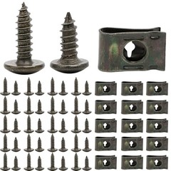 200Pcs Automotive U Tape Clip Fastener Self-tapping Screw+U Tape Clips 200PCS