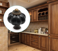 12Pcs Black Vintage Ceramic Cabinet Knobs and Drawer Pulls with Mounting Screws