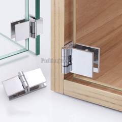 8PCS Zinc Alloy Glass Cabinet Hinge Display Wine Cabinet Door Hinge No Drilling
