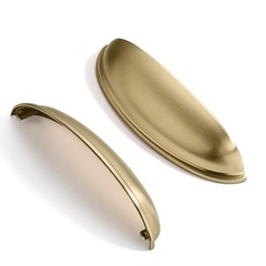 10-Pack 5in 128mm Brushed Brass Cabinet Cup Pulls Gold Kitchen Drawer