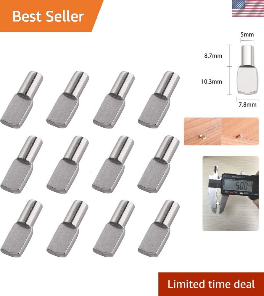 60 Nickel Plated 5mm Shelf Pegs – Spoon Shape Support Pins for Cabinets