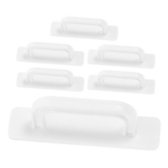 6 Pcs White Adhesive Cabinet Handles Self Stick Pulls for Sliding Doors Drawers
