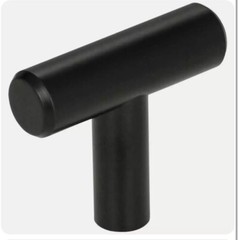 10 NEW Elements “Naples” T-Shaped Matte Black Cabinet Knobs – 1-9/16 Inches