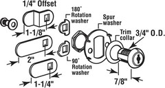 Drawer Lock 7/8 in Stainless Steel Diecast 3 Cams 2 Keys