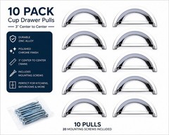 10 Pack – 3″ Polished Chrome Drawer Cup Pulls Handles Cabinet Hardware 10 Pack