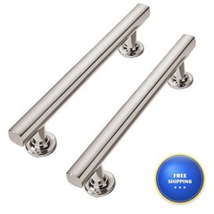 CABDM 3-3/4 Inch (96mm) 10 Pack Polished Nickel Cabinet Pulls Solid Heavy-Duty