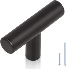KNOBWELL 20 Pack Single Hole 2″ Black Cabinet Knobs and Pulls, Drawer Knobs, Dre