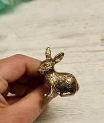 Metallic Rose Gold BUNNY RABBIT Metal Knob Drawer Pull Animal Nature Nursery NEW