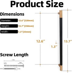 6Pcs Cabinet Pulls 12-5/8in 320mm Knurled Kitchen Handles Black Champagne Bronze