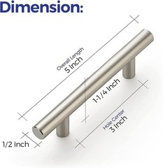 Elegant 5” Stainless Steel Cabinet Handles – 30 Pack Brushed Nickel Pulls