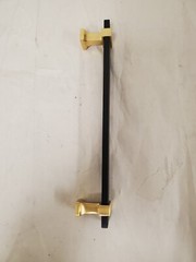 Amerock Overton 6-5/16 in. Brushed Matte Black/Brushed Gold Cabinet Bar Pull