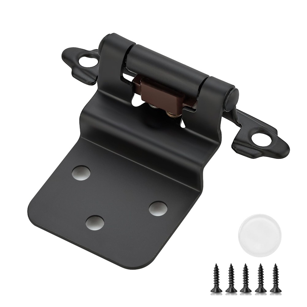 50 Pack 25 Pairs 3/8 Inch Cabinet Hinges Matte Black Self Closing Face Mount Har