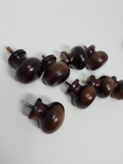 8 Cabinet Drawer Chestnut Wooden Pull Knobs Handles Dark Brown w/ Screws 1.25″