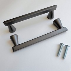 T Bar Pull Handle Modern Kitchen Cabinet Hardware Solid Steel Gray, 4 pcs