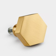 Brass Gold, Black, Antique Gold, Grey And Silver Hexagonal Cupboard Door Knobs