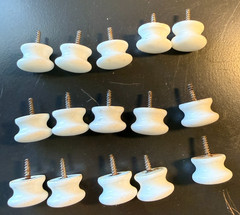 Lot of 15 Small Antique Porcelain Drawer Knobs Pulls Fixed Screw Center 7/8″ D