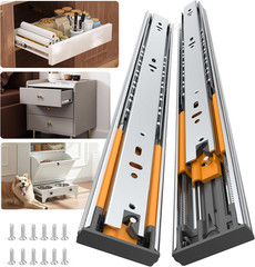 Furniware 5 Pairs 16 Inch Soft Close Drawer Slides Side Mount, 3 Fold Full Exten