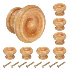 8pcs Wooden Knobs 37mm/1.5″ Mushroom Shape Single Hole Drawer Light Brown