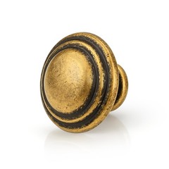 30 Pack Solid Cabinet Knobs, Antique Brass Drawer Dresser Knobs, Stepped Roun…