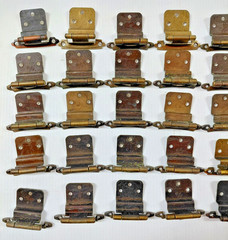 Vintage Lot of 48 Assorted Cabinet Hinges and a bonus handle