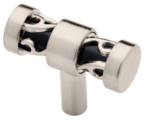 (12 Pack) 9/16″ Crystal Lace Bar Knob Satin Nickel with Black